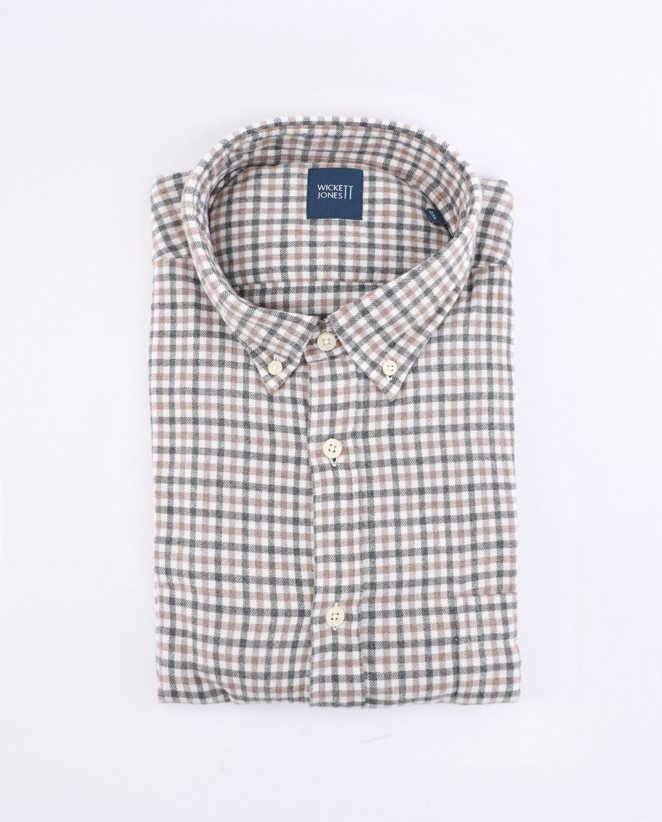 Camisa Casual 100% Algodão em Castanho Claro