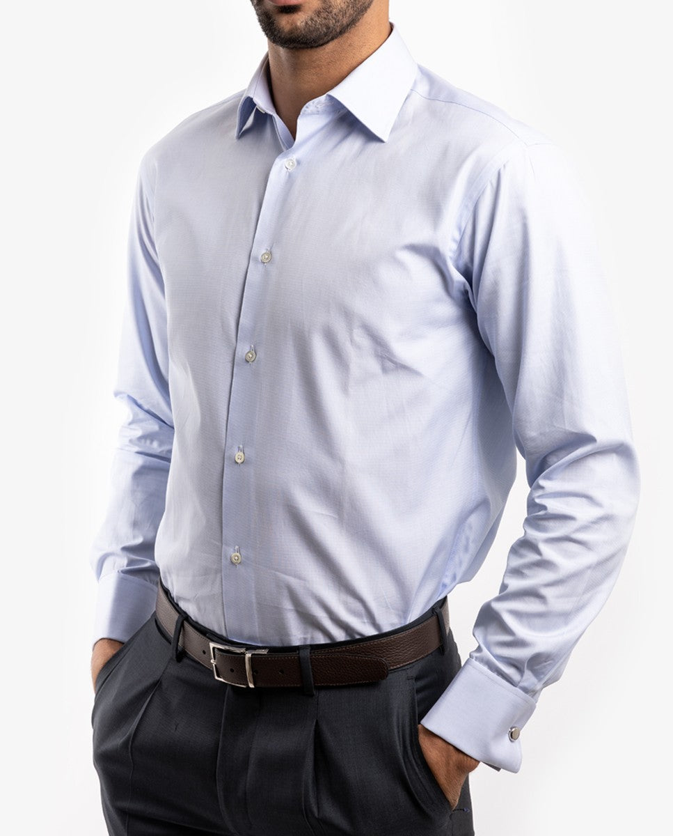 Camisa Clássica 100% Algodão em Azul Claro