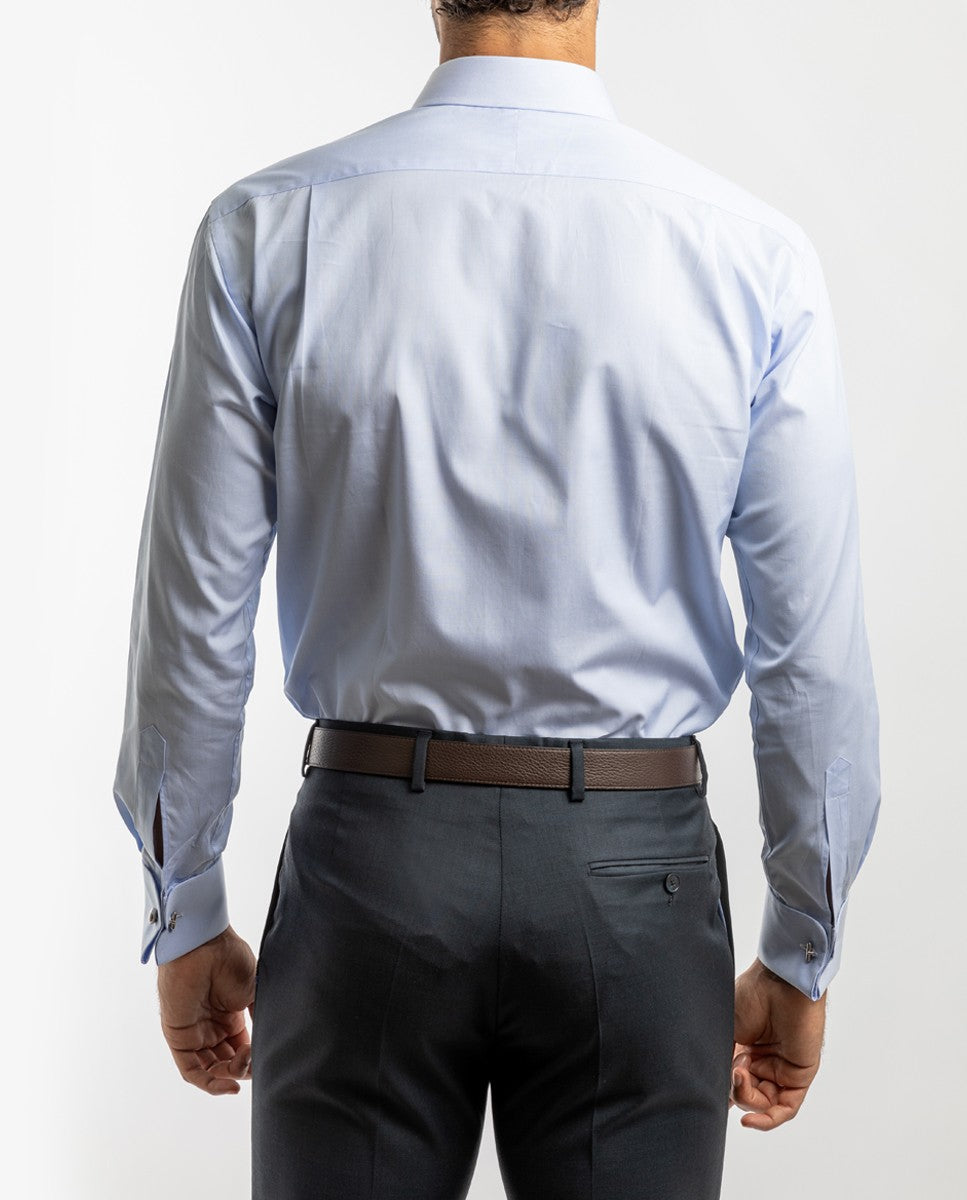 Camisa Clássica 100% Algodão em Azul Claro