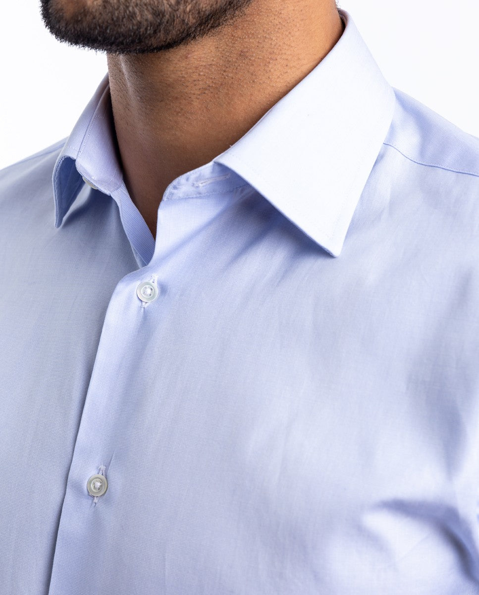 Camisa Clássica 100% Algodão em Azul Claro