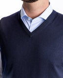 Dark Blue V Neck Sweater 100% Merino Wool