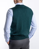 Camisola Decote em V Sem Mangas 100% Lã Merino em Verde