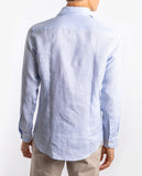 Camisa Casual 100% Linho em Azul Claro