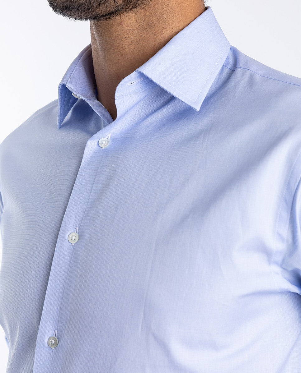 Camisa Clássica 100% Algodão em Azul Claro