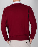 Camisola Decote em V 100% Caxemira em Encarnado Escuro