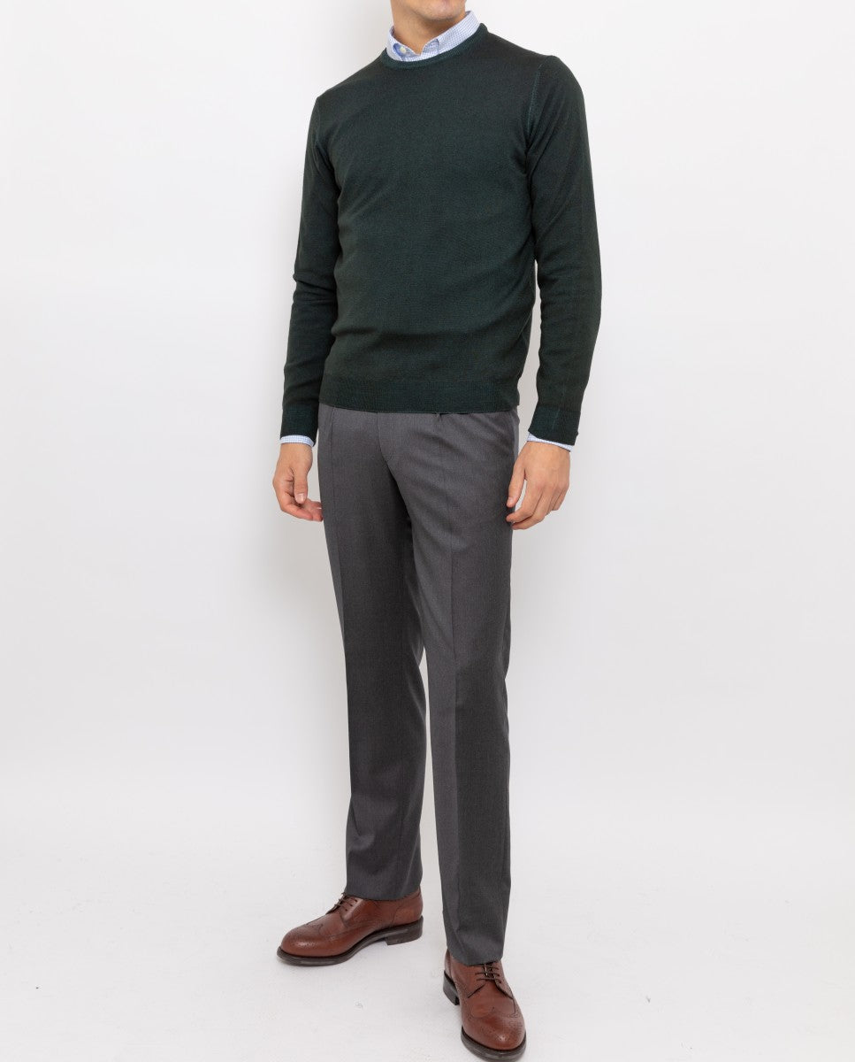 Camisola 100% Lã em Verde Escuro