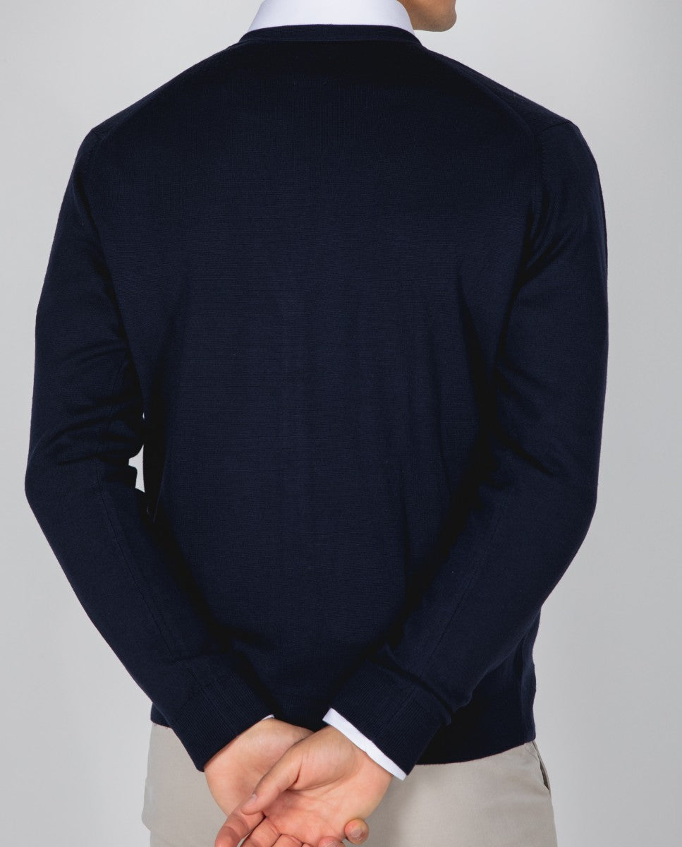 Dark Blue Cardigan 100% Merino Wool
