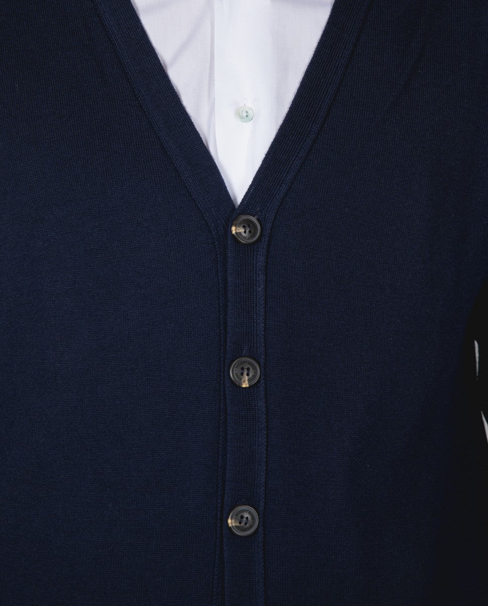 Dark Blue Cardigan 100% Merino Wool