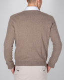 Camisola Decote em V 100% Caxemira em Castanho