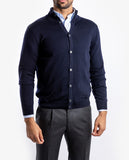 Dark Blue Cardigan 100% Merino Wool