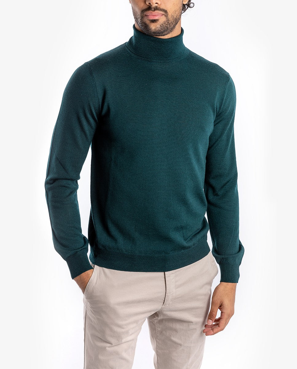 Green Turtleneck 100% Merino Wool