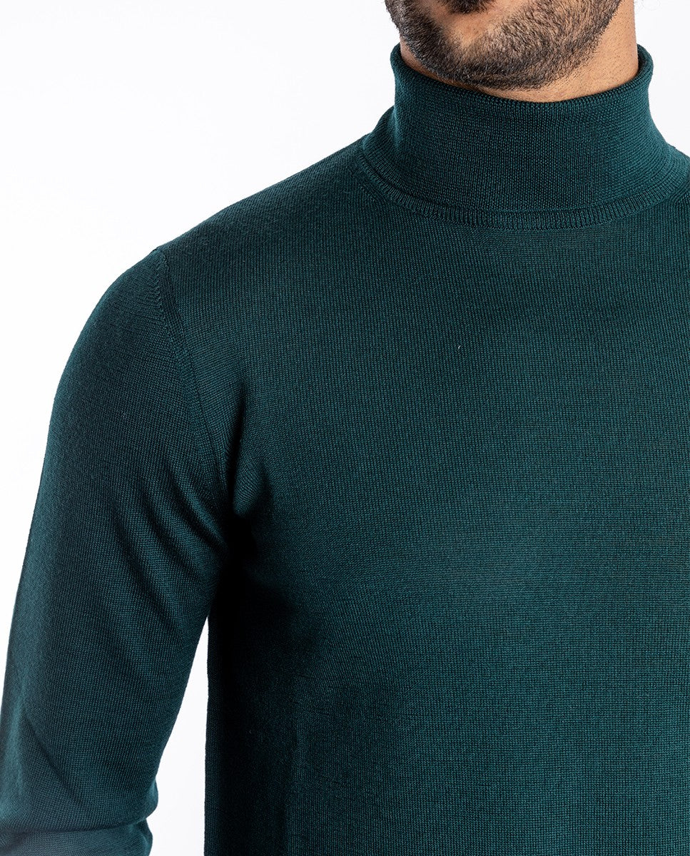 Green Turtleneck 100% Merino Wool