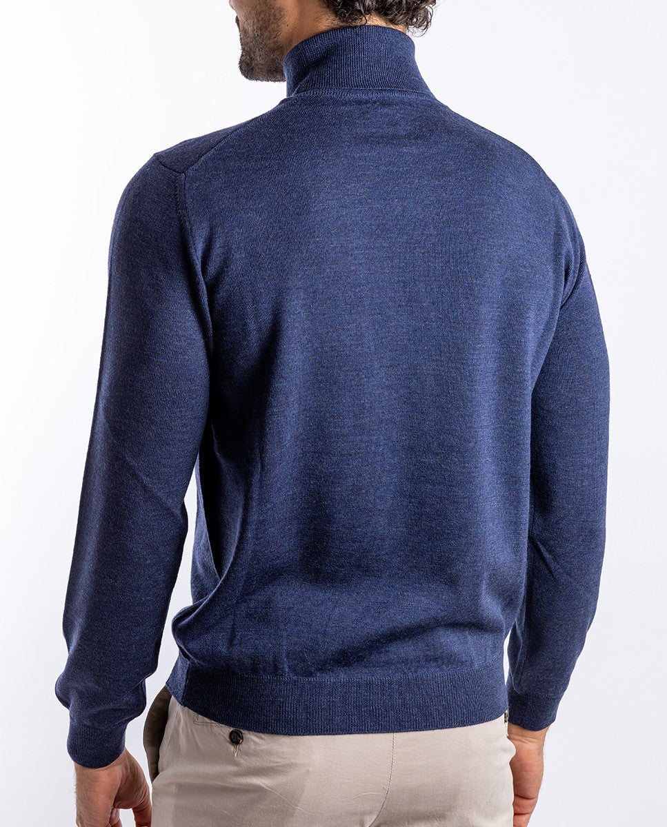 Blue Turtleneck 100% Merino Wool
