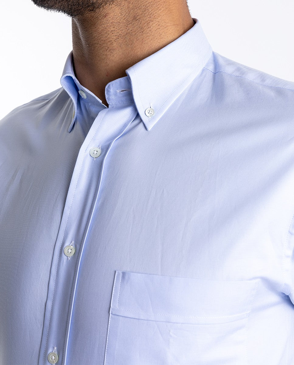 Camisa Clássica 100% Algodão em Azul Claro
