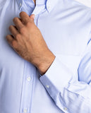 Camisa Clássica 100% Algodão em Azul Claro