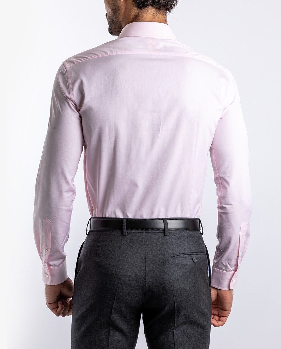 Camisa Clássica 100% Algodão em Cor-de-rosa Claro