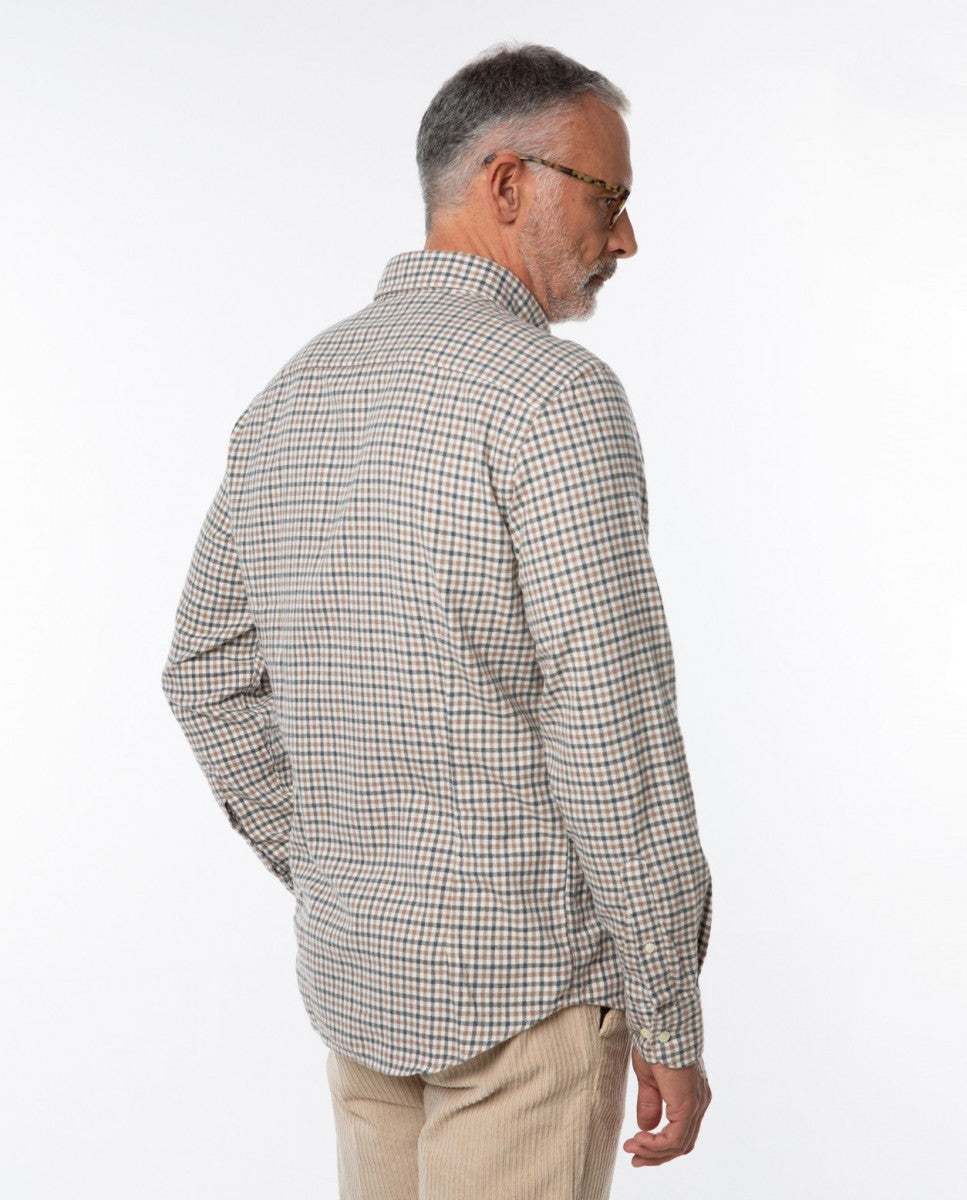 Camisa Casual 100% Algodão em Castanho Claro