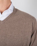 Camisola Decote em V em Castanho