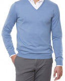 Camisola Decote em V em Azul Claro