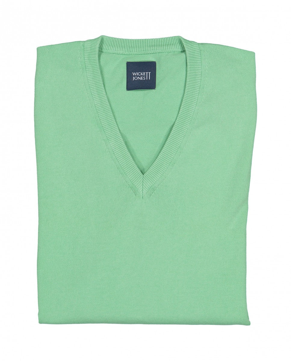 Camisola Decote em V 100% Algodão em Verde Claro