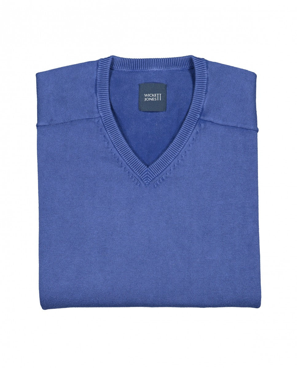 Blue V Neck Sweater 100% Cotton