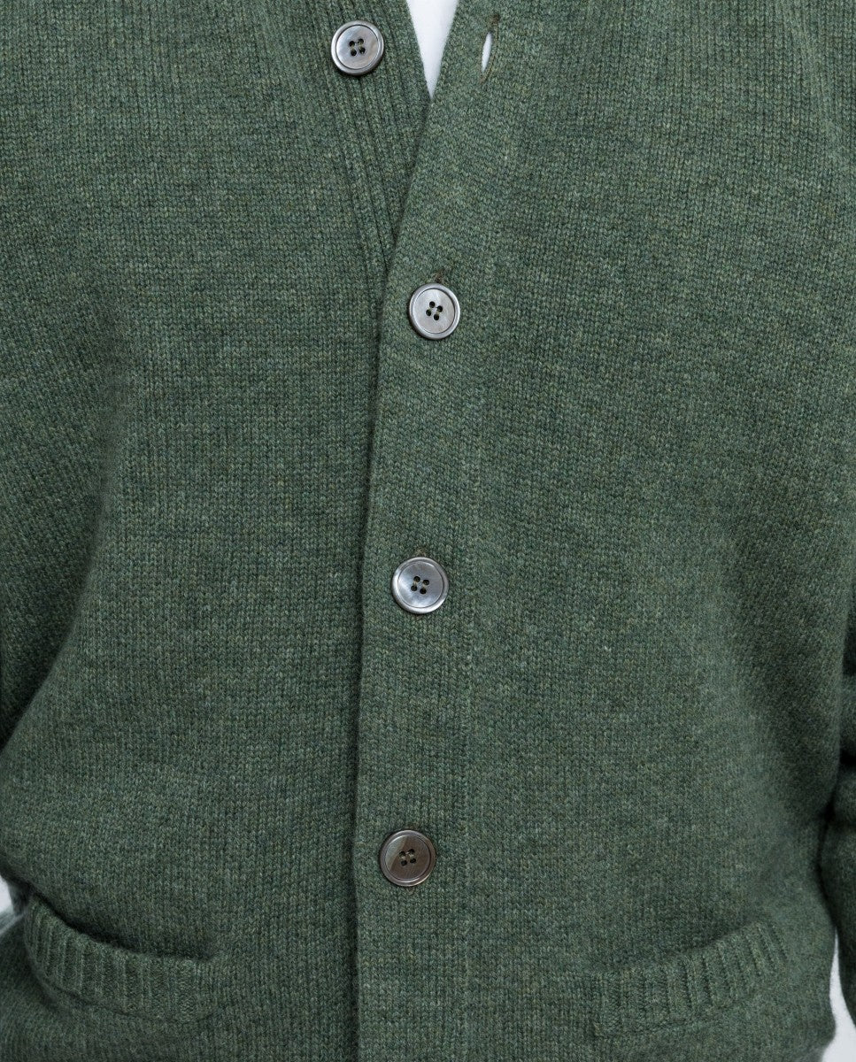Casaco de Malha 100% Lã em Verde Seco