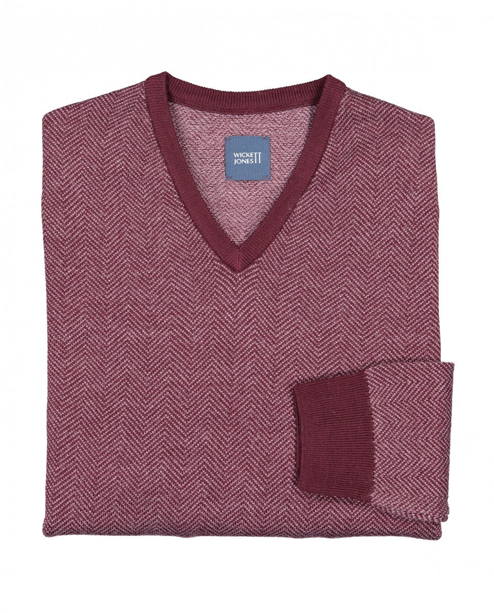 Camisola Decote em V em Bordeaux