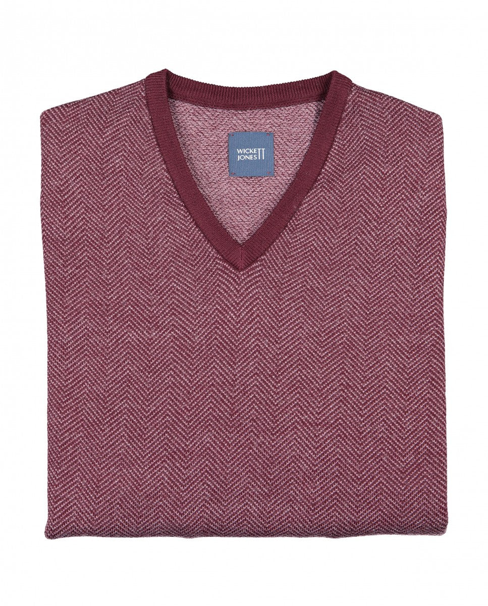 Camisola Decote em V em Bordeaux