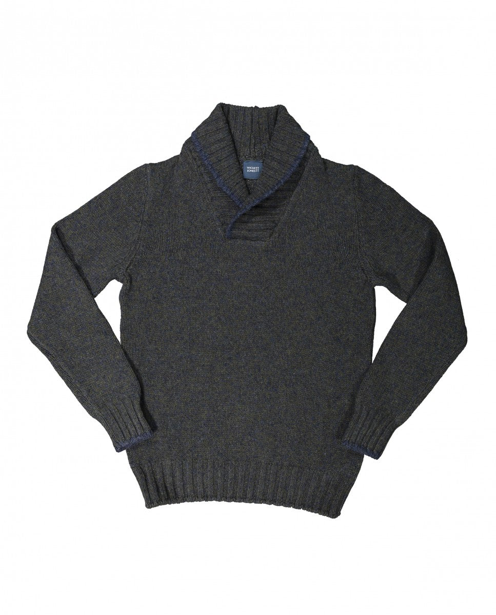 Dark Dry Green V Neck Sweater 100% Flece wool