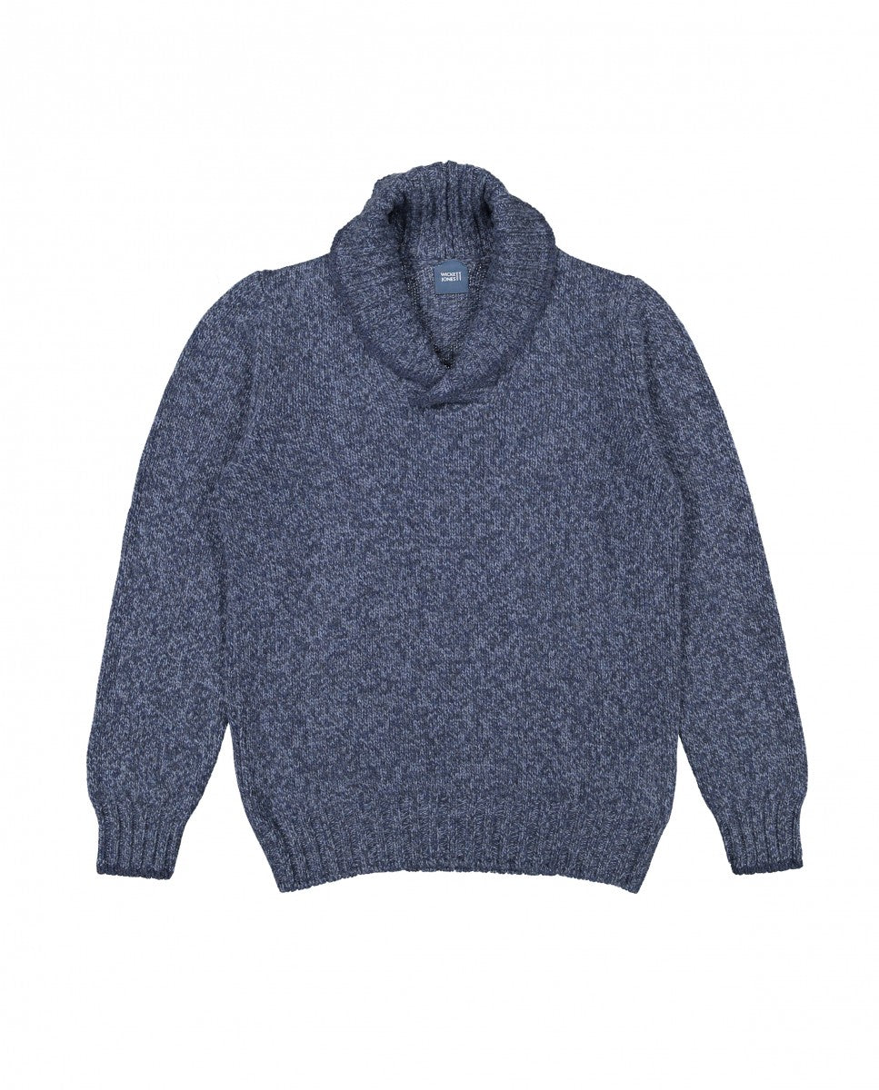 Blue V Neck Sweater 100% Flece wool