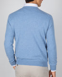 Camisola Decote em V 100% Caxemira em Azul Claro
