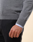 Camisola Decote em V 100% Lã Merino em Cinzento