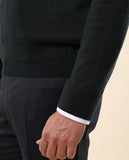 Camisola Decote em V 100% Lã Merino em Verde Escuro