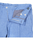 Calças Chinos Regular 100% Linho em Azul Claro