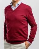 Burgundy V Neck Sweater 100% Cotton