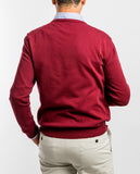 Burgundy V Neck Sweater 100% Cotton