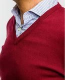 Burgundy V Neck Sweater 100% Cotton