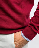Burgundy V Neck Sweater 100% Cotton