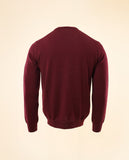 Camisola Decote em V 100% Lã Merino em Bordeaux Escuro