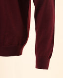 Camisola Decote em V 100% Lã Merino em Bordeaux Escuro