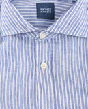 Camisa Casual 100% Linho em Azul