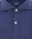 Camisa Casual 100% Algodão em Azul Escuro
