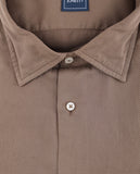 Camisa Casual 100% Algodão em Castanho