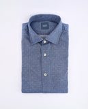 Camisa Casual 100% Algodão em Azul Escuro