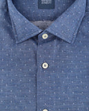Camisa Casual 100% Algodão em Azul Escuro