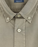 Camisa Casual 100% Algodão em Verde Seco