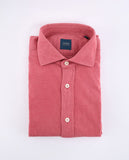 Camisa Casual 100% Algodão em Cor-de-rosa Escuro