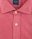 Camisa Casual 100% Algodão em Cor-de-rosa Escuro