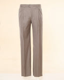 Calças Clássicas Regular 100% Lã Virgem em Castanho