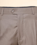 Calças Clássicas Regular 100% Lã Virgem em Castanho